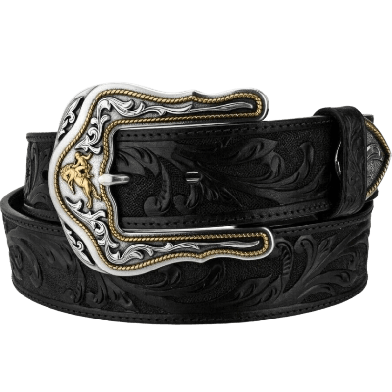 LEEGIN Belts Tony Lama Men's Black Westerly Ride Belt C41513