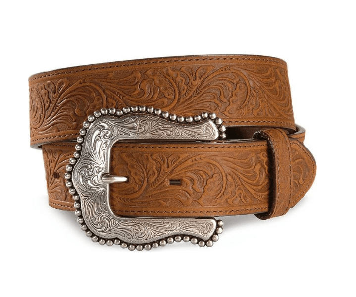 LEEGIN Belts Tony Lama Women's Layla Brown Tooled Embossed Leather Belt C50739