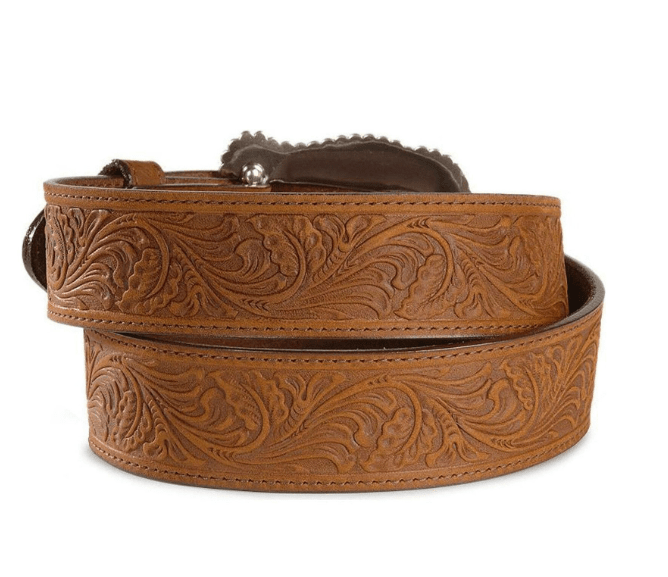 LEEGIN Belts Tony Lama Women's Layla Brown Tooled Embossed Leather Belt C50739