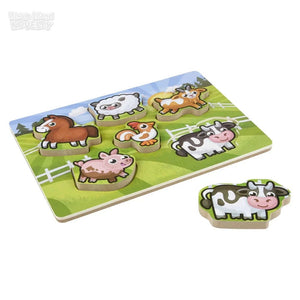 Legacy Toys Puzzles 6 Piece Chunky Farm Theme Wooden Puzzle