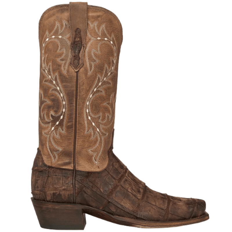 LUCCHESE BOOTS Boots Lucchese Men's Burke Chocolate Distressed Giant Gator Western Boots M3195.74