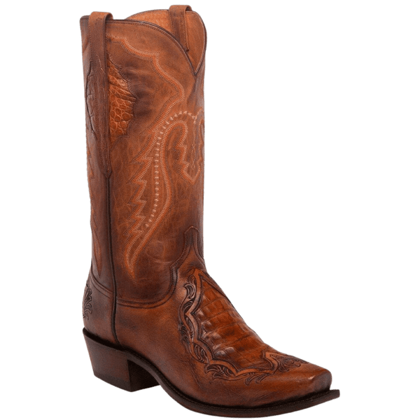 Lucchese Men's Peanut Britle Caiman Inlay Cowboy Boots N1163.73