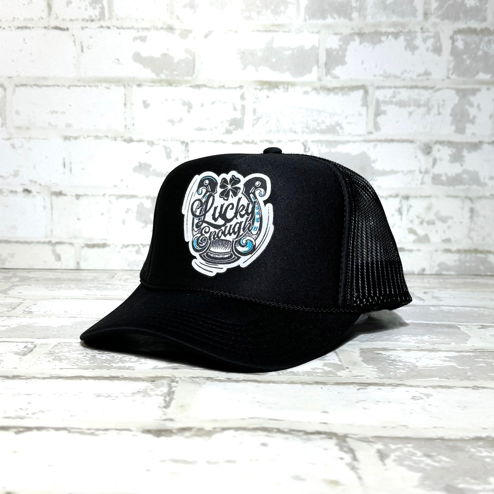 Lucky Chuck™ Hats Lucky Enough Black Patch Hat