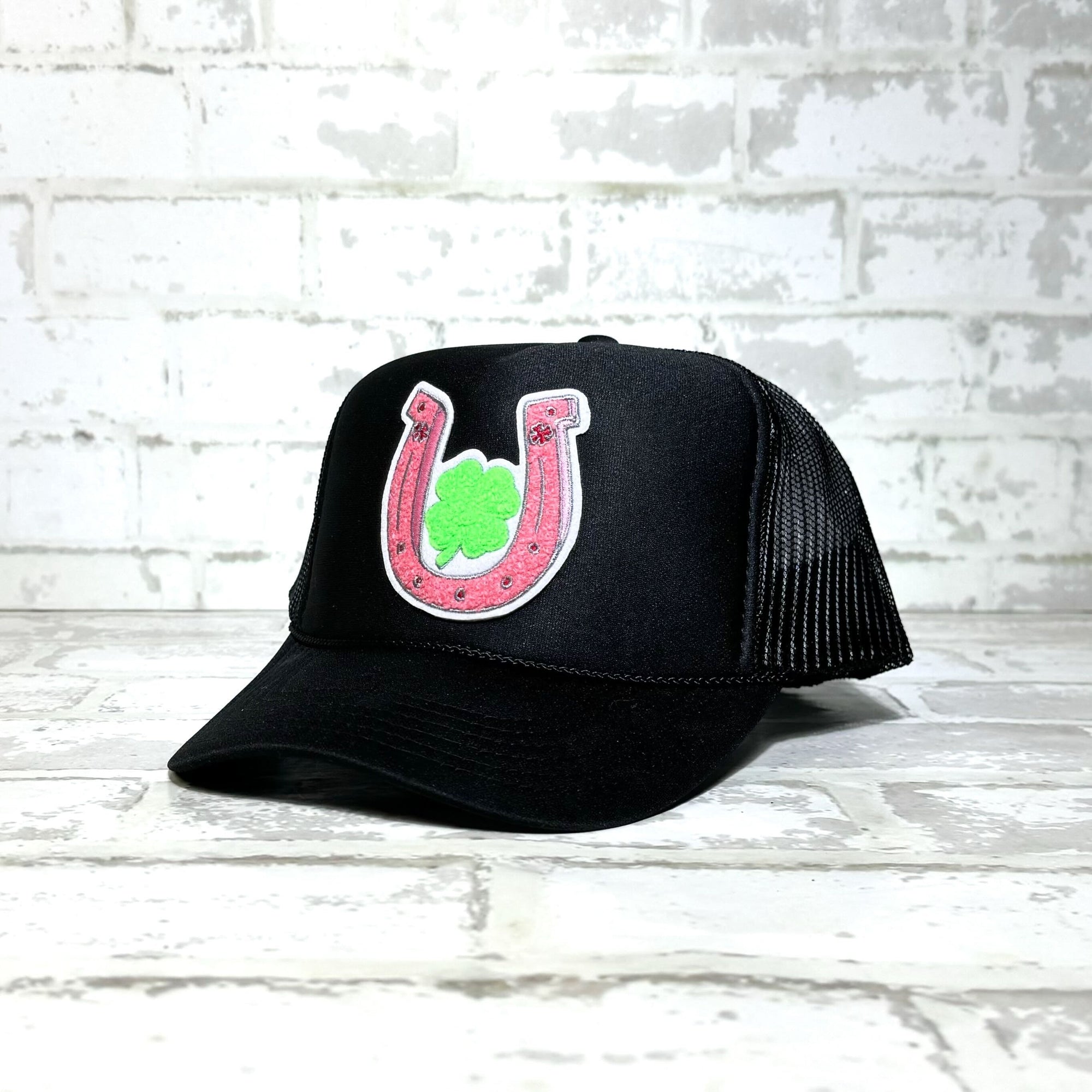 Lucky Chuck™ Hats Lucky Horseshoe Pink Chanel Patch Hat