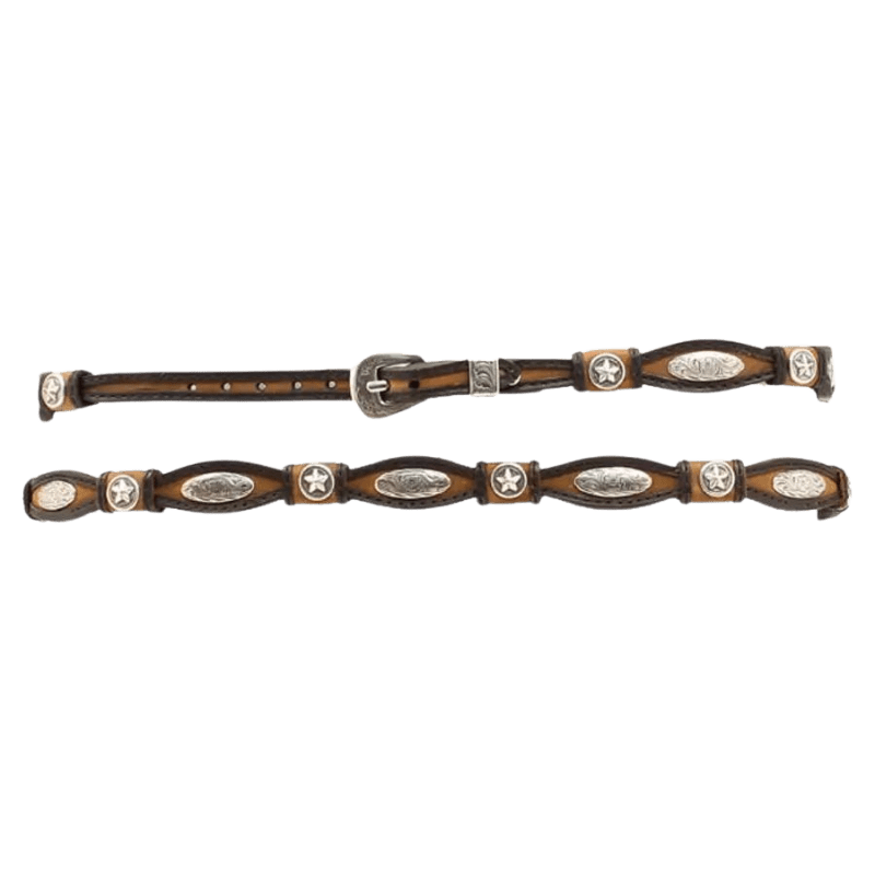 M&F WESTERN Accessories M&F Western 3/8 Scalloped Hatband with Silver Conchos 02395107