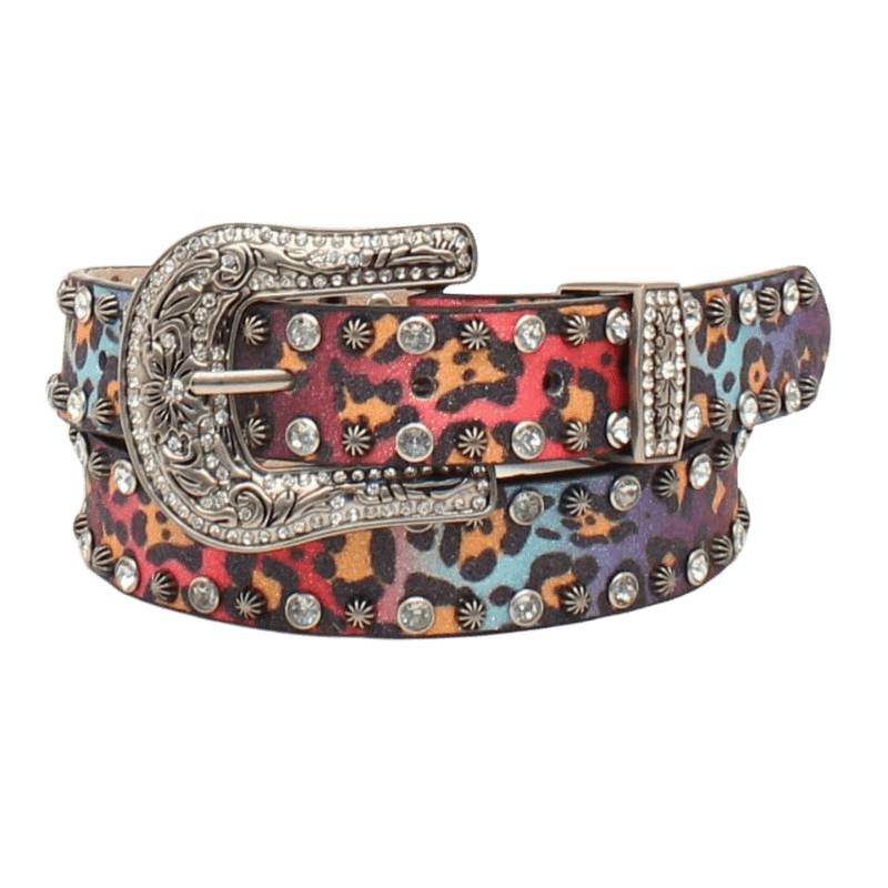 M&F WESTERN Belts Angel Ranch Girls Leopard Print Crystal Studded Belt D130001097