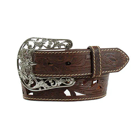 M&F WESTERN Belts Angel Ranch Women's Brown Floral Filigree Cutout Western Belt D140004902