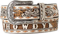 M&F WESTERN Belts Angel Ranch Women's Brown Tooled Howdy Overlay Western Belt D140006512