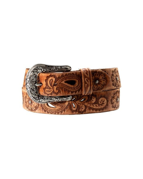 M&F WESTERN Belts Angel Ranch Women's Tan Floral Embossed Western Belt D140011108