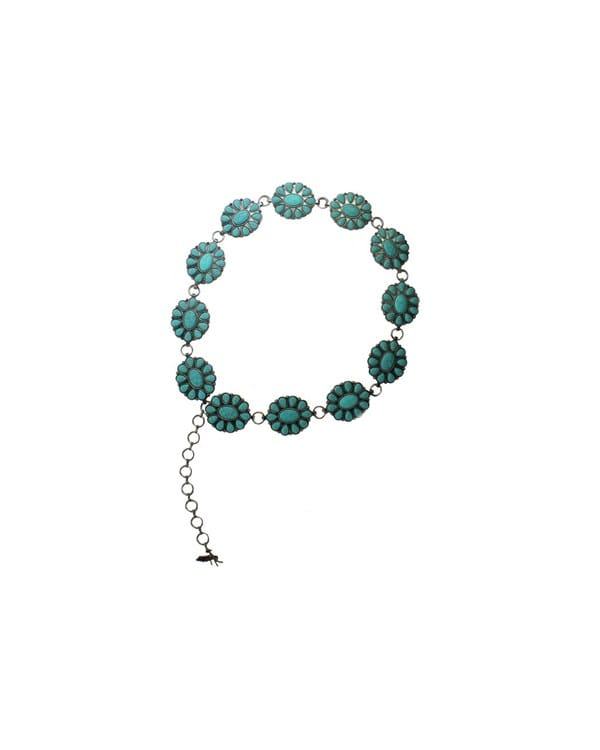 M&F WESTERN Belts Angel Ranch Women's Turquoise Floral Concho Chain Belt D140003933