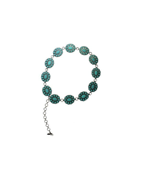 M&F WESTERN Belts Angel Ranch Women's Turquoise Floral Concho Chain Belt D140003933