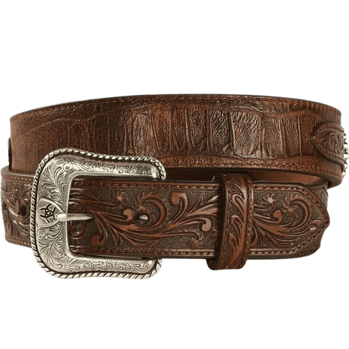 M&F WESTERN Belts Ariat Men's Brown Floral Concho Overlay Belt A1022202