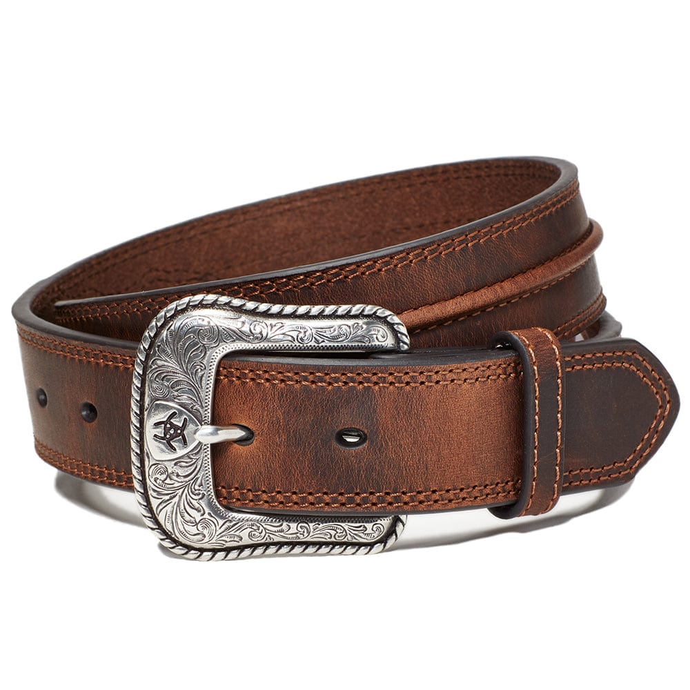 M&F WESTERN Belts Ariat Men's Brown Rowdy Center Leather Belt A1019444