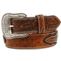 M&F WESTERN Belts Ariat Men's Conchos Ostrich Print Brown Belt A1024402