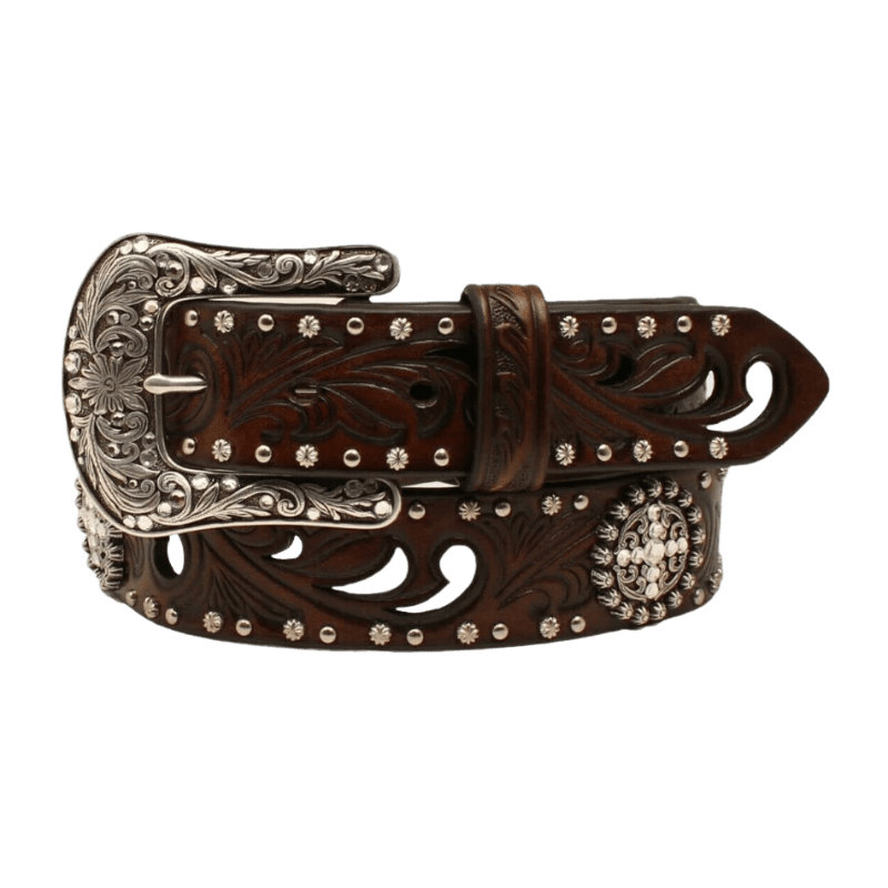 M&F WESTERN Belts Ariat Women's Brown Cross Concho Embossed Leather Belt A1518602