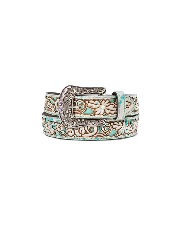 M&F WESTERN Belts Ariat Women's Turquoise Floral Underlay Western Belt A1568633