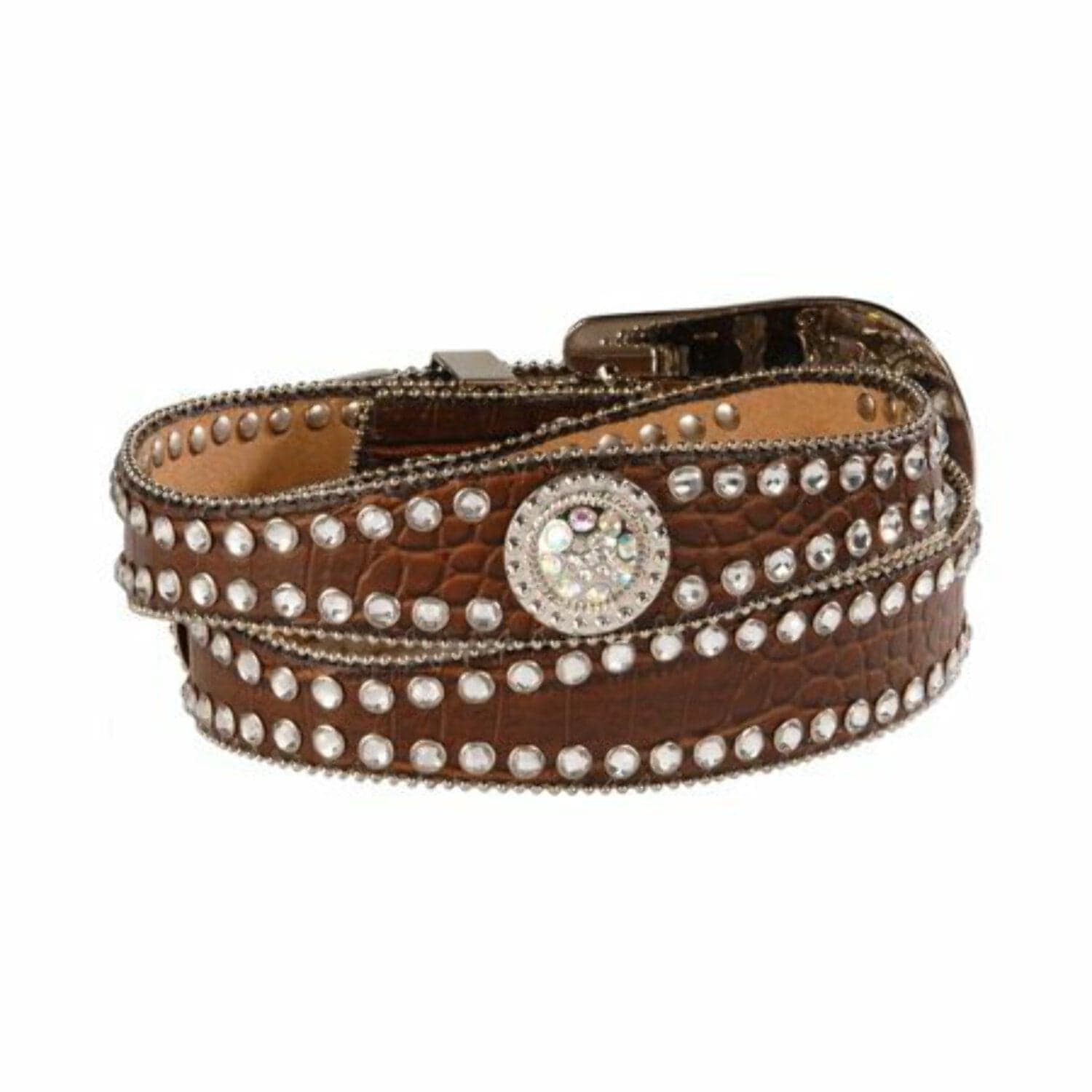 Blazin Roxx Women's Brown Croc Print Rhinestone Western Belt