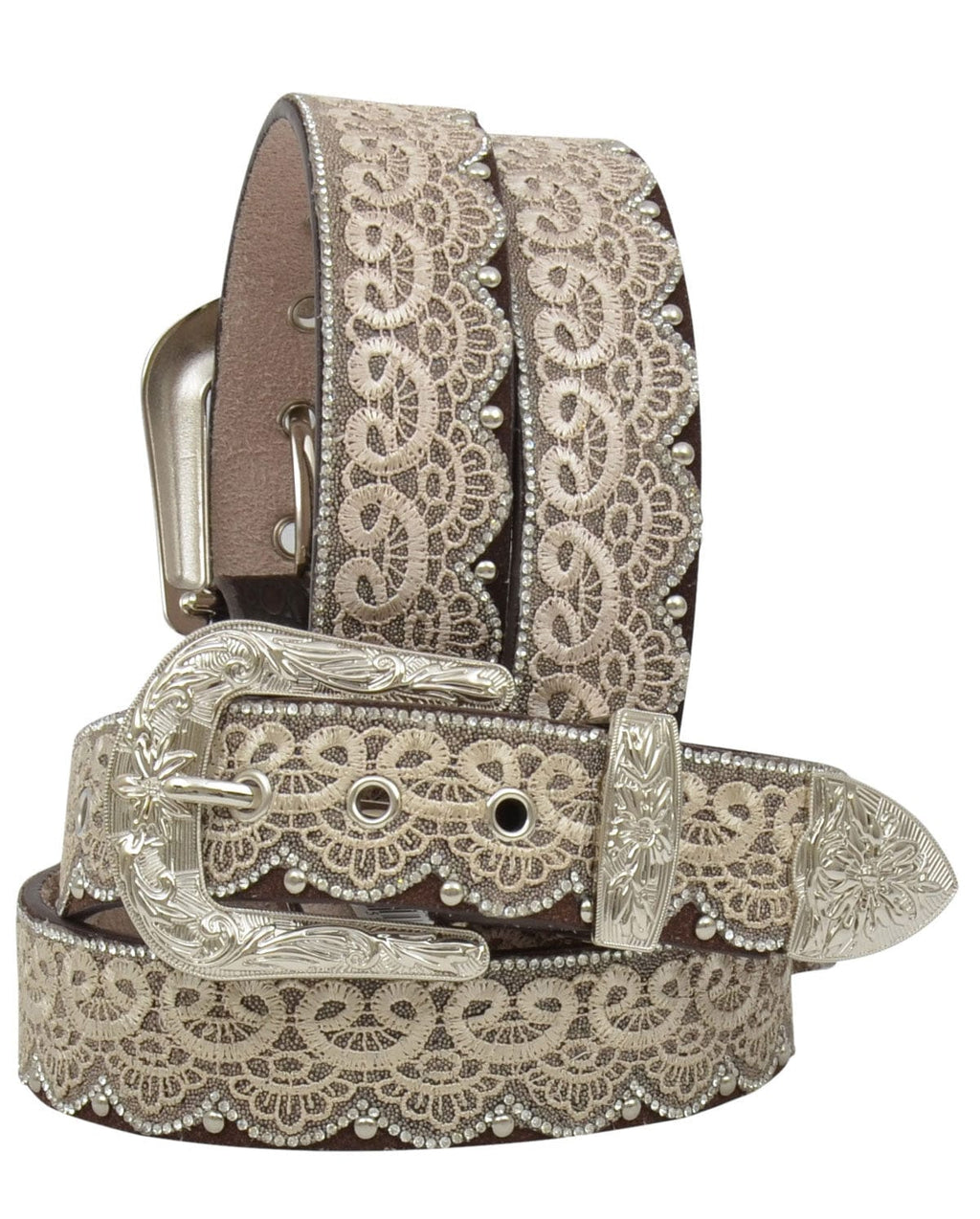 M&F WESTERN Belts M&F Western Women's Brown Beaded Overlay Rhinestone Belt DA3650
