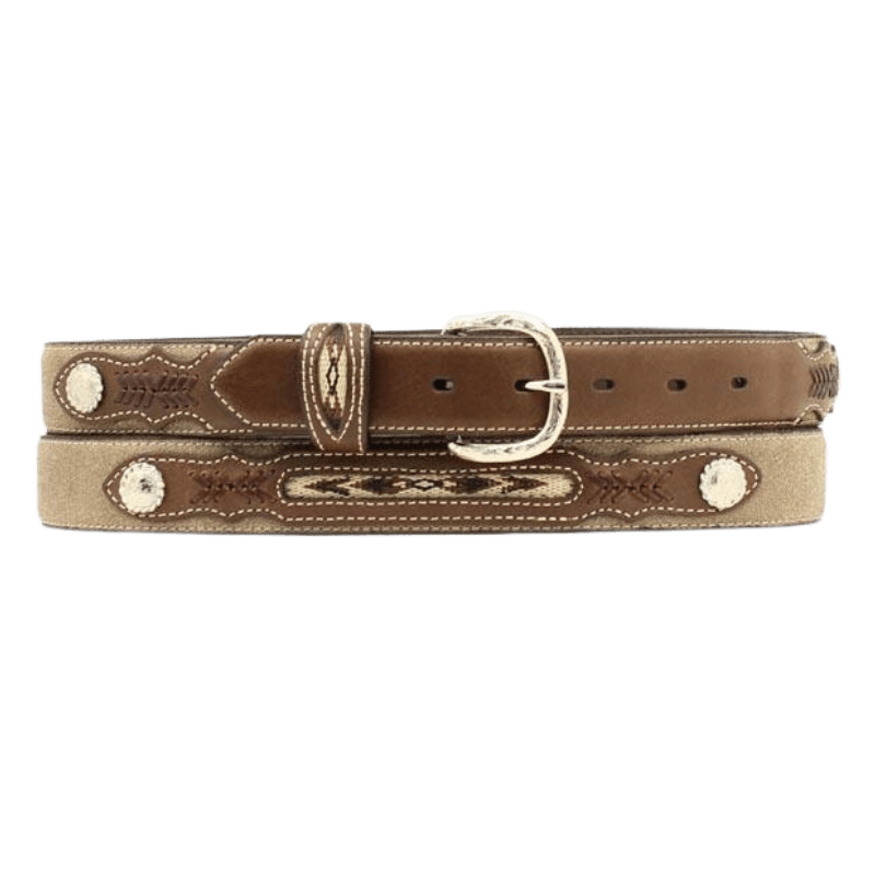 M&F WESTERN Belts Nocona Boys Brown Fabric Inset Concho Belt N4415844