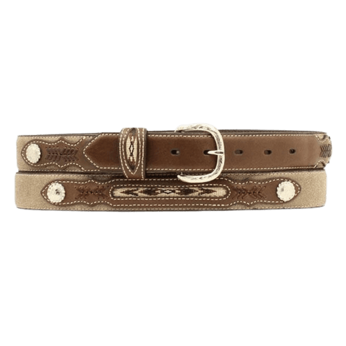 MERAVEL OTONA NO GACHABELT 茶色 Nocona Boys Brown Fabric Inset Concho Belt N4415844 – Russell's