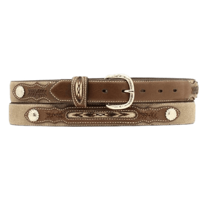 M&F WESTERN Belts Nocona Boys Brown Fabric Inset Concho Belt N4415844