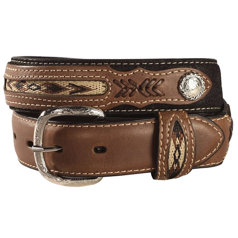 M&F WESTERN Belts Nocona Boys Brown Fabric Inset Concho Belt N4415844