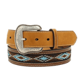 M&F WESTERN Belts Nocona Men's Beaded Aztec Medium Brown Belt N2413644