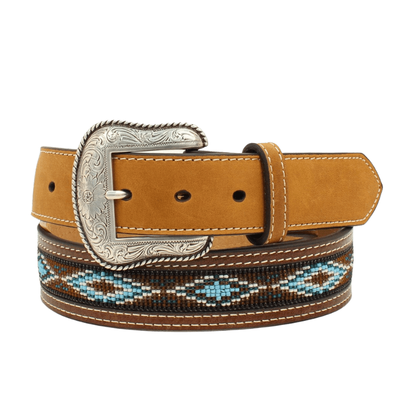 M&F WESTERN Belts Nocona Men's Beaded Aztec Medium Brown Belt N2413644