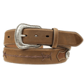 M&F WESTERN Belts Nocona Men's Medium Brown Barbed Lace Long Horn Conchos Leather Belt N2474644