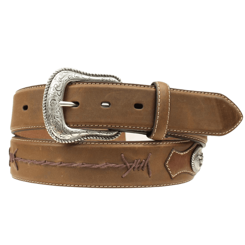 Nocona Men's Medium Brown Barbed Lace Long Horn Conchos Leather