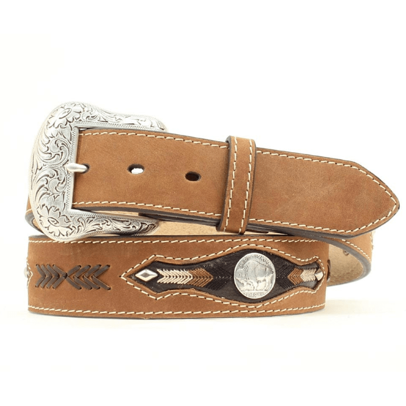 M&F WESTERN Belts Nocona Men's Medium Brown Buffalo Concho Arrow Leather Belt N2412044