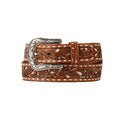 M&F WESTERN Belts Nocona Women's Brown Floral Filigree & White Underlay Western Belt N320006408