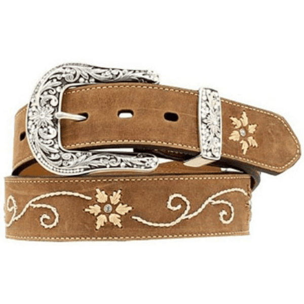 Nocona Women's Floral Rhinestone Embroidered Western Belt Nocona Women's Floral Rhinestone Embroidered Western Belt