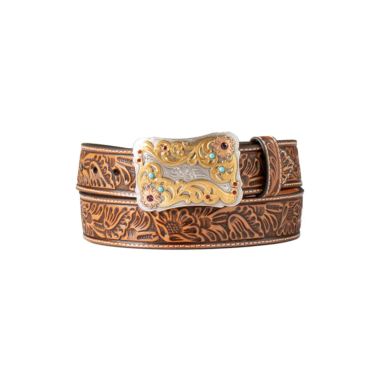 M&F WESTERN Belts Nocona Women's Light Brown Floral Western Belt  N320005648