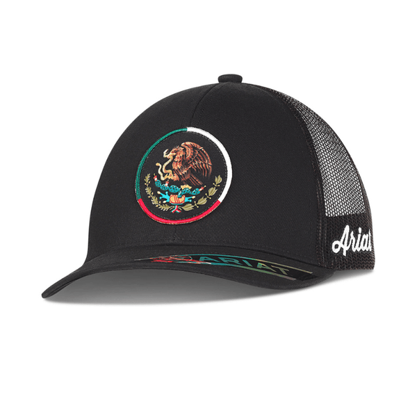 ARIAT Men’s R112 Snapback Hat – Mexico Flag Design, Black & Mesh, Adjustable Fit
