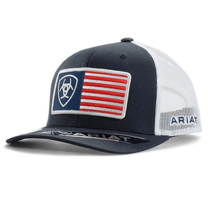 M&F WESTERN Hats Ariat Men's Navy USA Flag Patch Snapback Ball Cap 1517603