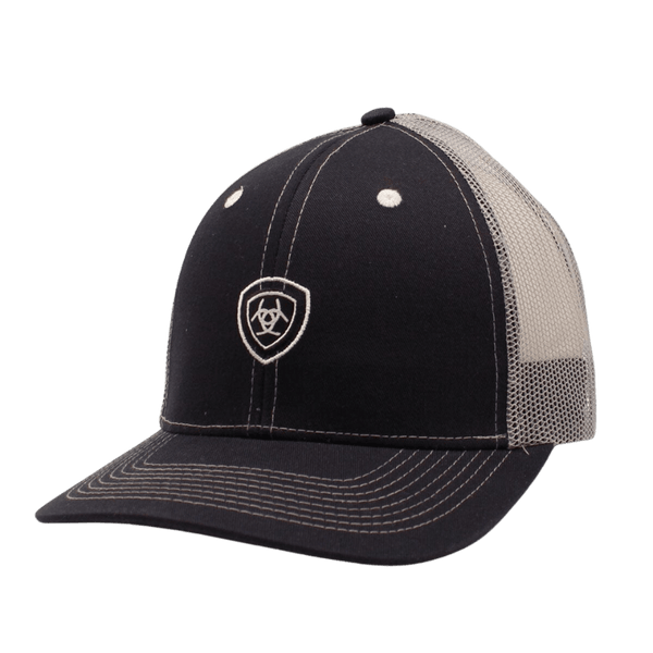 Ariat Men s Shield Logo Navy White Mesh Snapback Baseball Cap