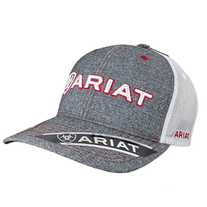 M&F WESTERN Hats Ariat Men's Signature Logo Embroidered Heather Grey/Navy Ball Cap A300000806