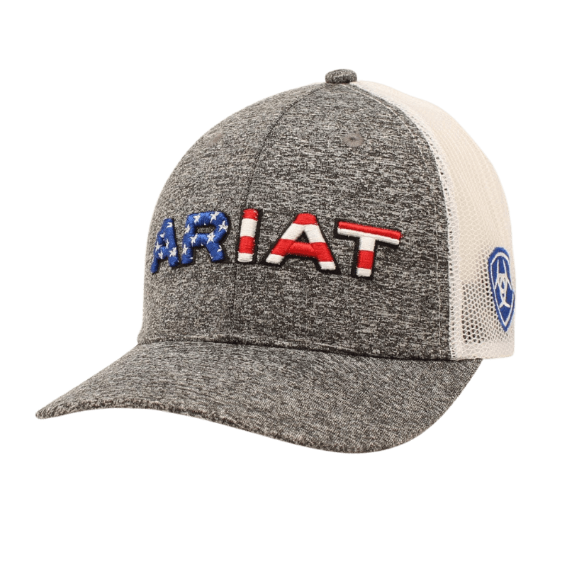 M&F WESTERN Hats - Fashion - Ball Cap& - Visor Ariat Men's Gray Embroidered USA Flag A300009406