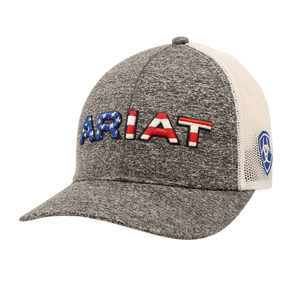 M&F WESTERN Hats - Fashion - Ball Cap& - Visor Ariat Men's Gray Embroidered USA Flag A300009406