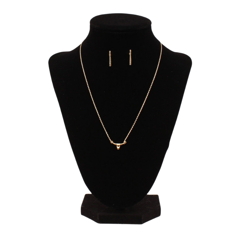 M&F WESTERN Jewelry M&F Western Women's Longhorn Bar Gold Necklace & Earring Set 30990