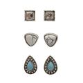 M&F WESTERN Jewelry M&F Western Women's Silver Strike 3 Piece Earring Set DE021SBTQ