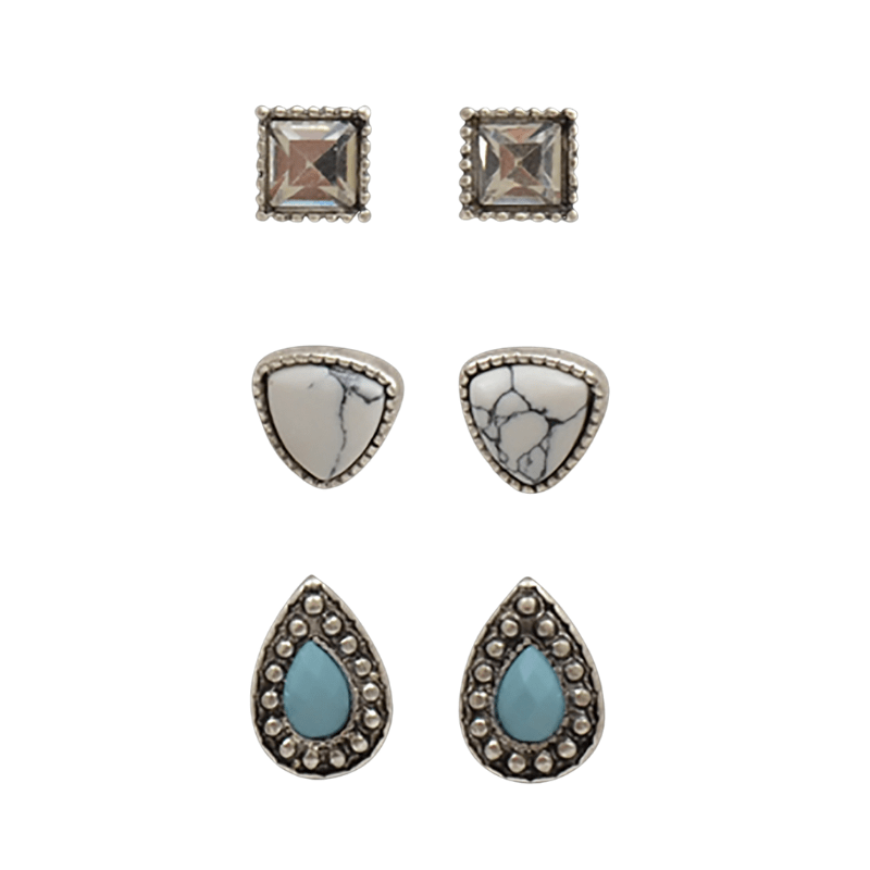 M&F WESTERN Jewelry M&F Western Women's Silver Strike 3 Piece Earring Set DE021SBTQ