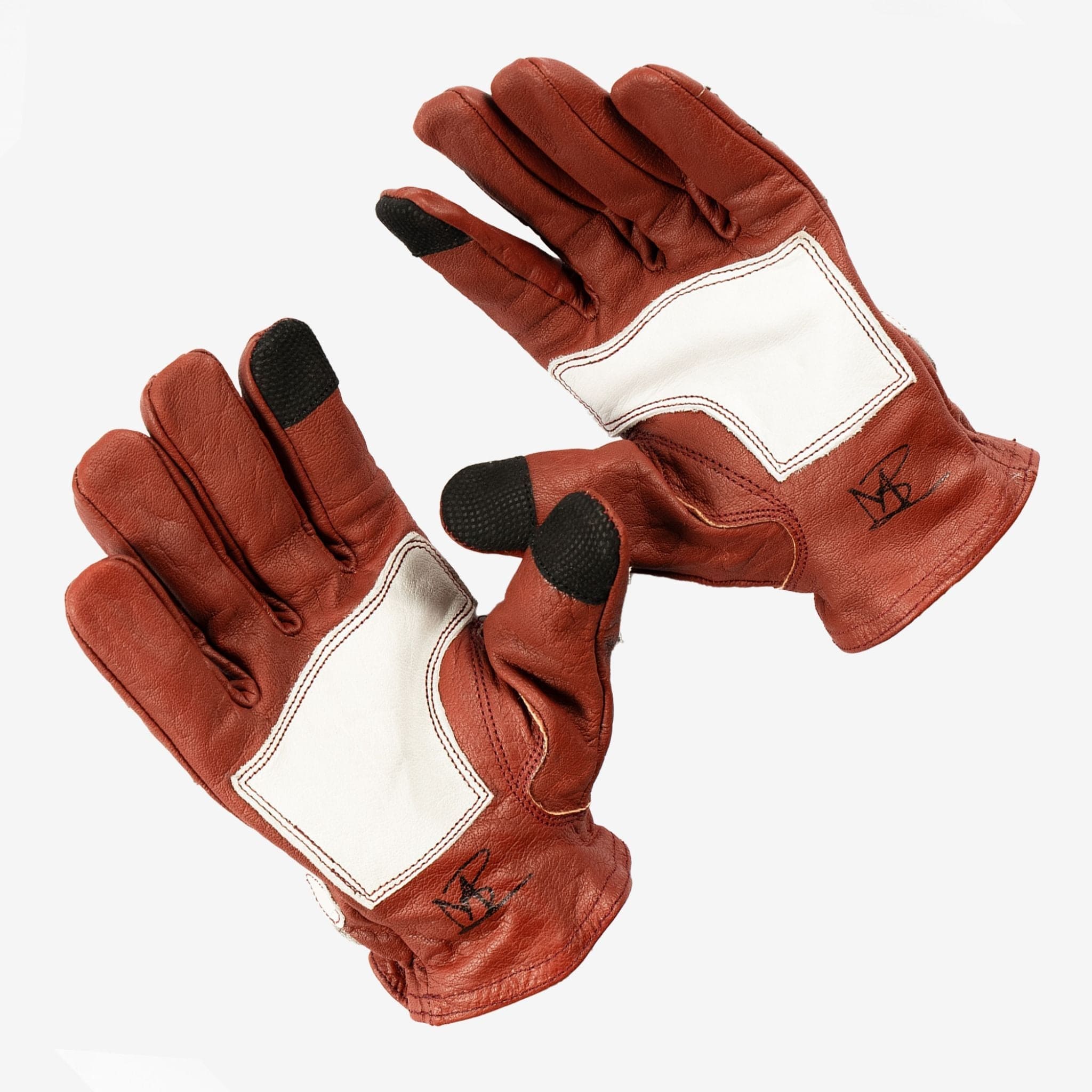 Astrapí (Lightning) Skeleton Leather Motorcycle Glove Red-White