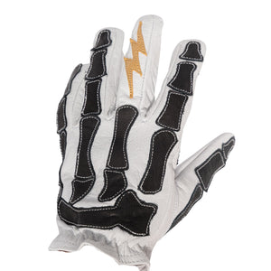 Maroon Bell Outdoor® Gloves Astrapí (Lightning) Skeleton Leather Motorcycle Glove - White-Black
