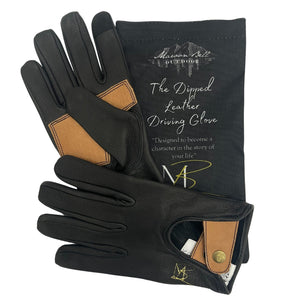 Maroon Bell Outdoor® Gloves Dipped Leather Deer Glove: Lion Guard Driving Glove: Black/Brown