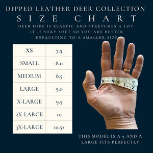 Maroon Bell Outdoor® Gloves Dipped Leather Deer Glove: Lion Guard Driving Glove: Black/Brown