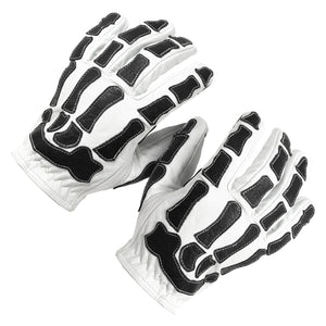 Maroon Bell Outdoor® Gloves Skeleton Leather Motorcycle Gloves - White-Black