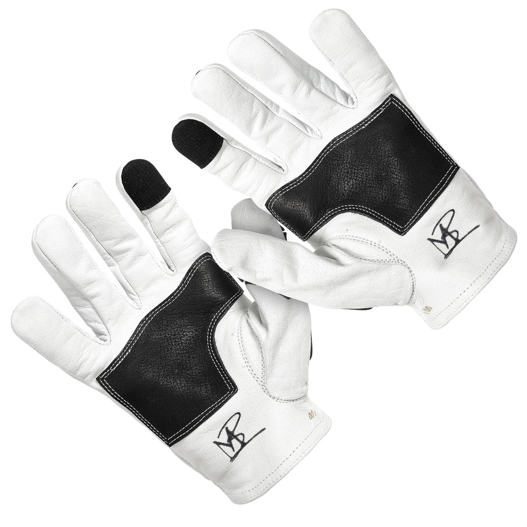 Maroon Bell Outdoor® Gloves Skeleton Leather Motorcycle Gloves - White-Black