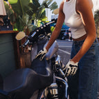 Maroon Bell Outdoor® Gloves Skeleton Leather Motorcycle Gloves - White-Black